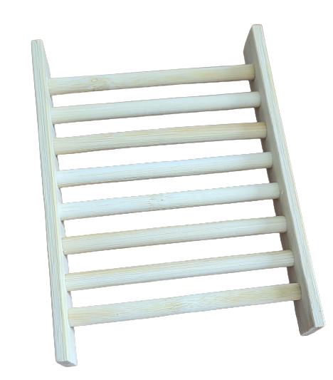 Bamboo soap rack on white background