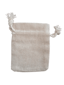 Three different size linen bags with tie tops