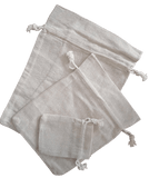 Three different size linen bags with tie tops